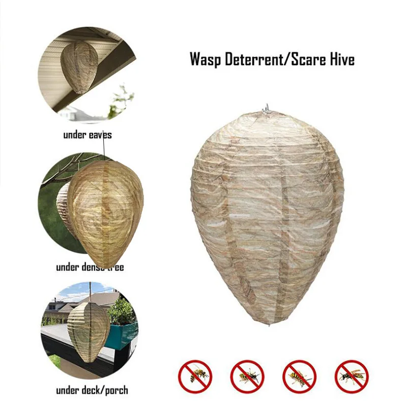Fake Wasp Nest Decoy Realistic Hanging Durable Outdoor Garden Patio Wasp Repellent Deterrent Yellow Jacket Insect Pest Control