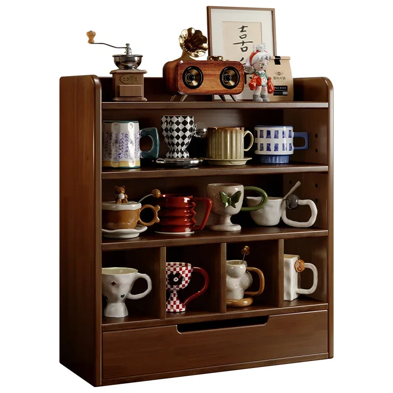 

Plaid shop display rack cup holder Duobao Pavilion tea room tea set storage rack wooden baffle