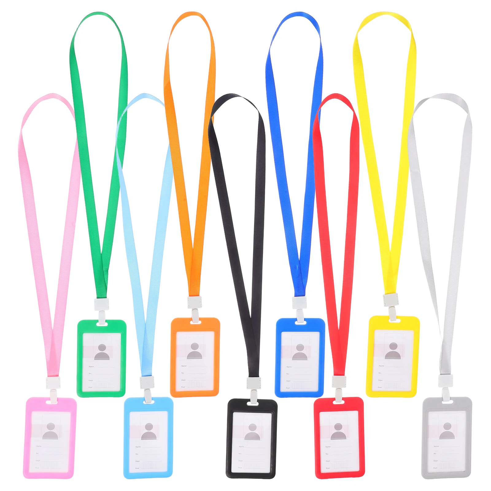 

9pcs Card Holder Lanyard Dual Sided Badge Staff Id Work Transit Pass Plastic Metro Student Access Control Portable