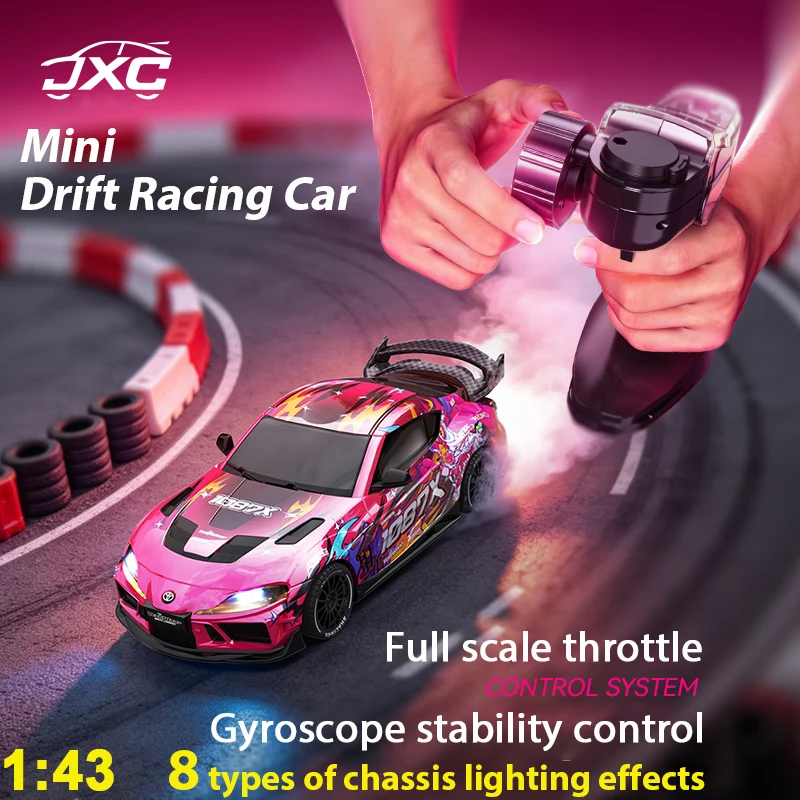 

New JXC 1:43 Scale 4WD Mini Dift Racing Car with 8 Type LED Chassis Lighting Effects Adjustable Speed RC Car Children's Toy
