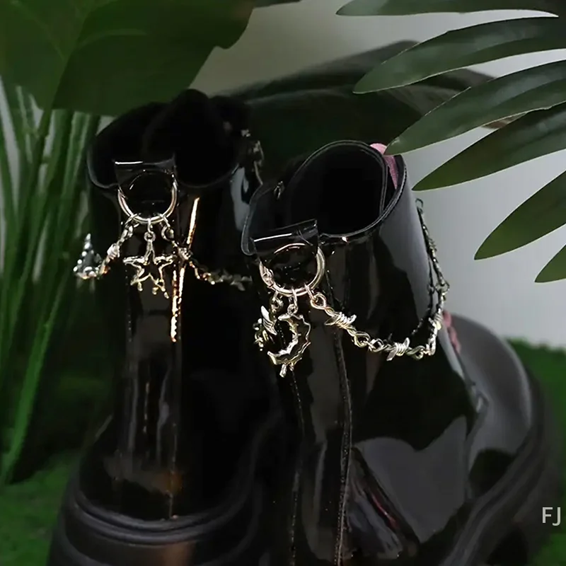 

[YU] 1 шт., съемная цепочка для декора обуви с двойным шипом в стиле ретро, готический панк, легкосъемная пряжка, идеальный модный аксессуар «сделай сам»