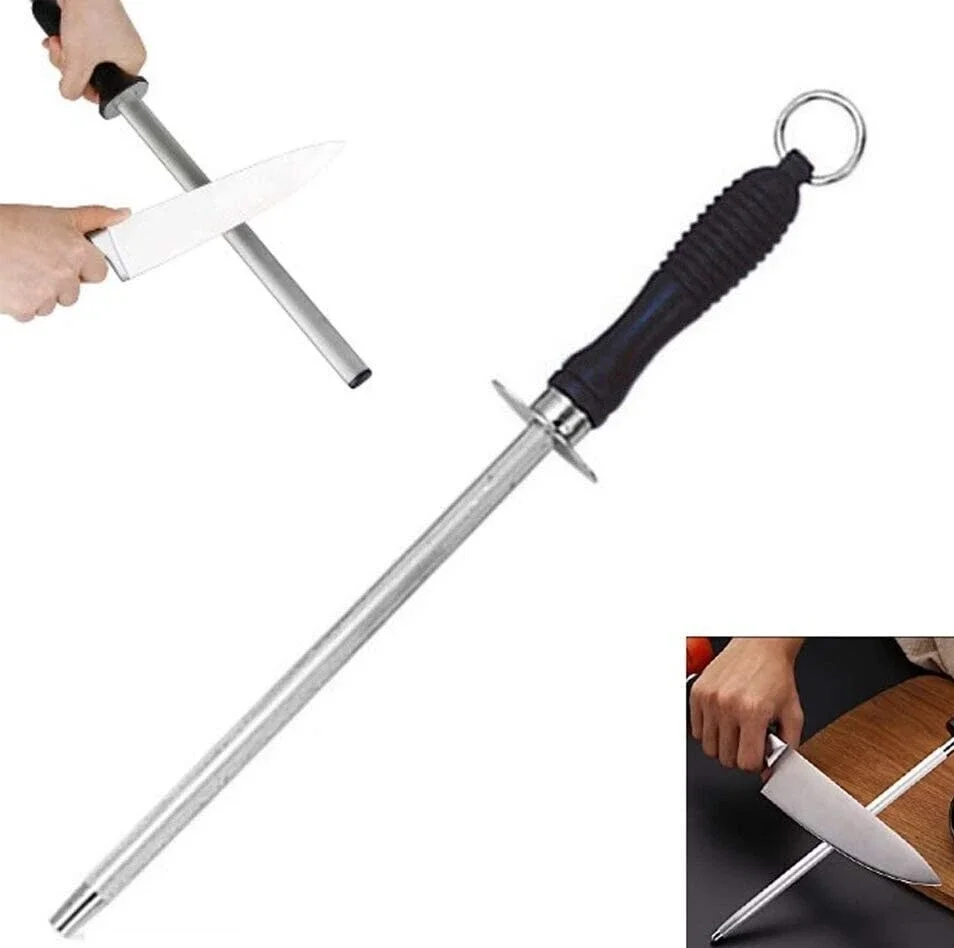 

28 см точилка для ножей, точильная палочка из углеродистой стали, хонинговающая сталь для кухонных ножей с эргономичной ручкой из АБС-пластика, прочный инструмент