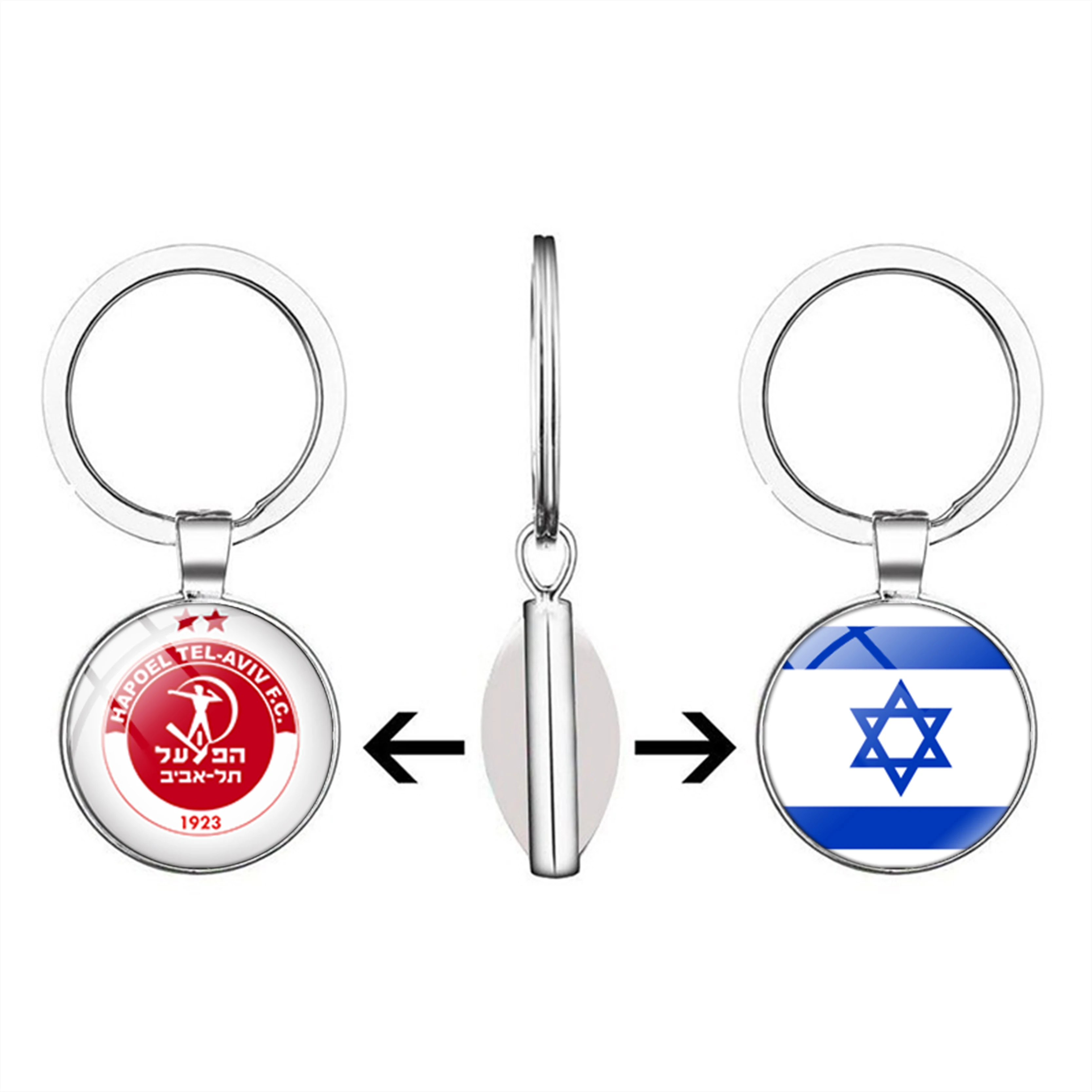 DIY Hapoel Tel-Aviv Keychain Double sided Glass Keychain Photo Personalized Metal Keychain Customized Commemorative Gift