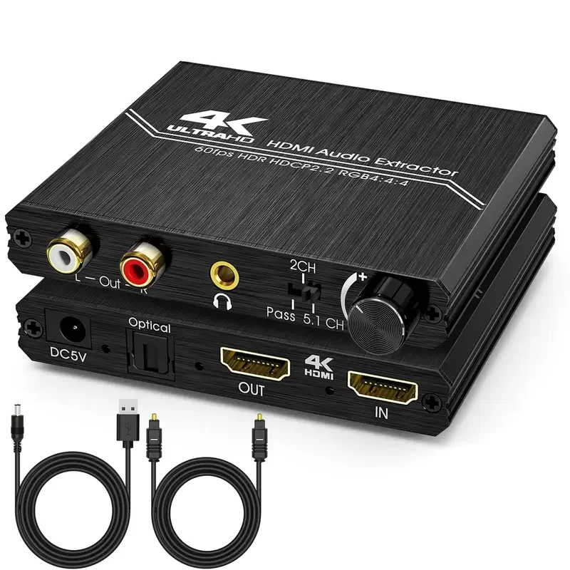 

4K 60 Гц HDMI 2.0 Аудиоэкстрактор Оптический TOSLINK SPDIF 5.1CH R/L 4K HDMI к SPDIF+R/L+3.5MM 18Gpbs HDCP 2.2 с регулятором громкости