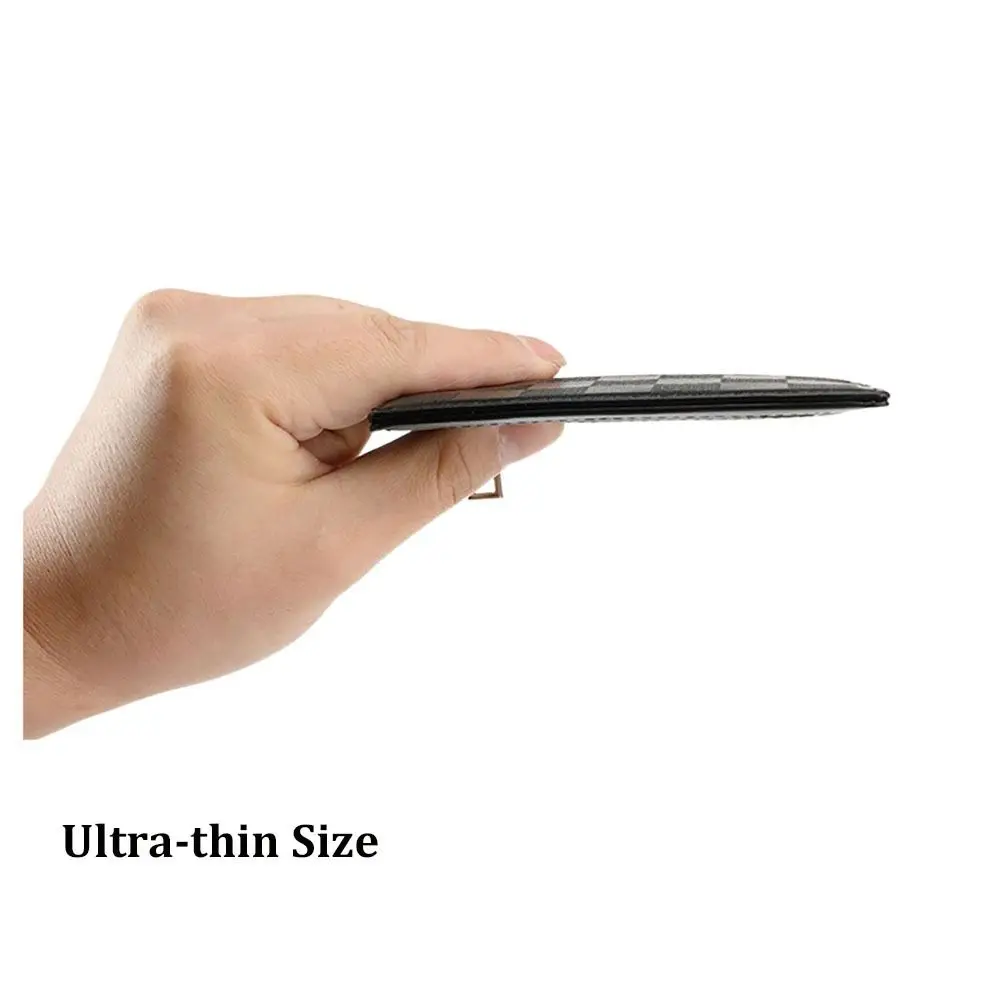 حامل بطاقات عصري رفيع للغاية، حقيبة بطاقات هوية متعددة من جلد البولي يوريثان مقاومة للماء بلون سادة للرجال والنساء #5