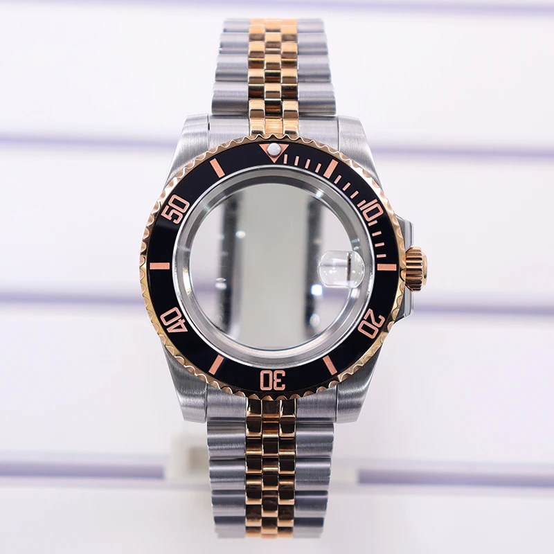 

40mm Diver Watch Case 120 clicks Unidirectional Bezel For 4R NH35 NH36 NH38 NH70 Miyota8215 Eta2824 Sapphire Glass Jubilee Strap