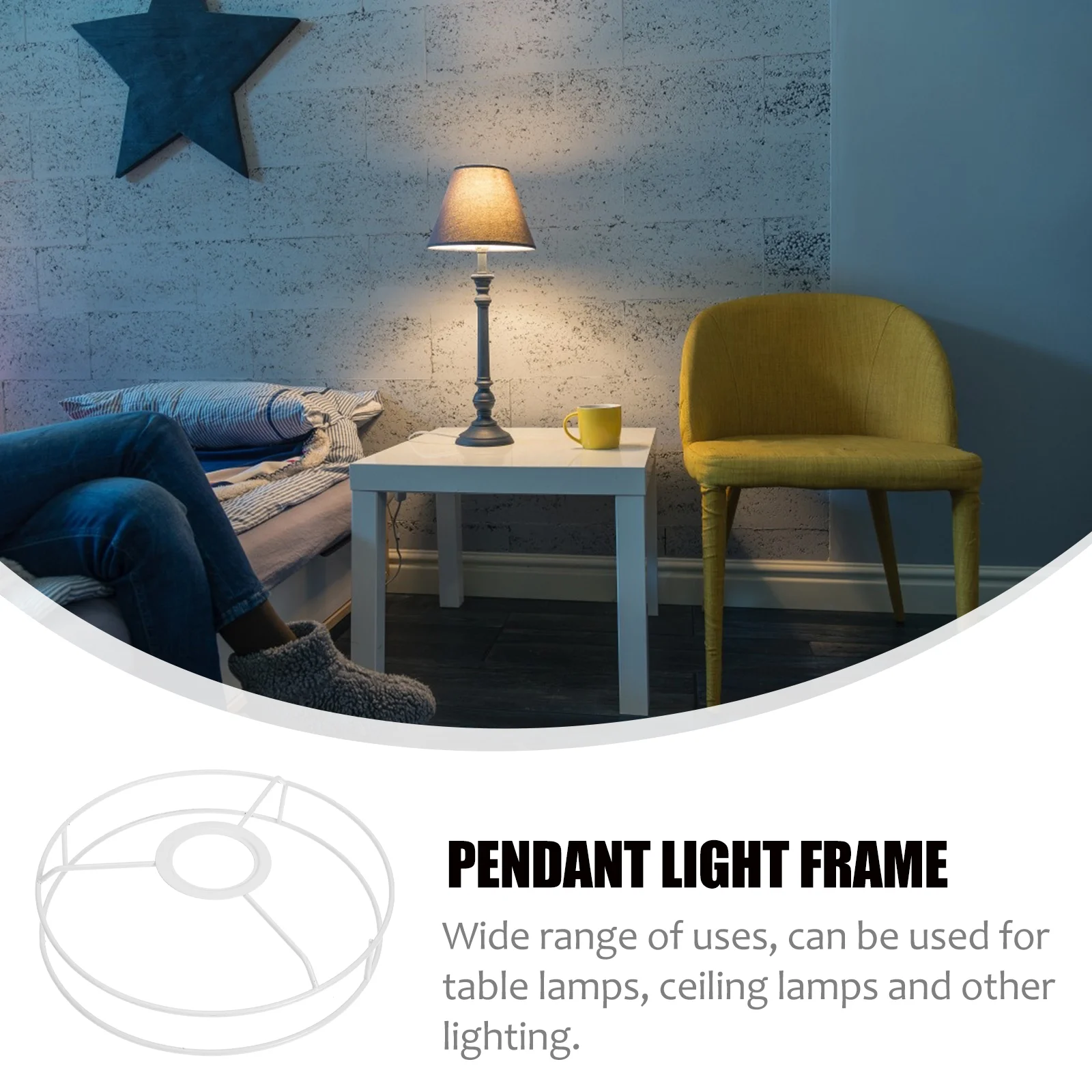 Imagem -05 - Round Light Stand Iluminação Sombra Abajur Floor Ring Frame Shades Table Holder Quadros de Arame Mesa Tela Azul 30 cm