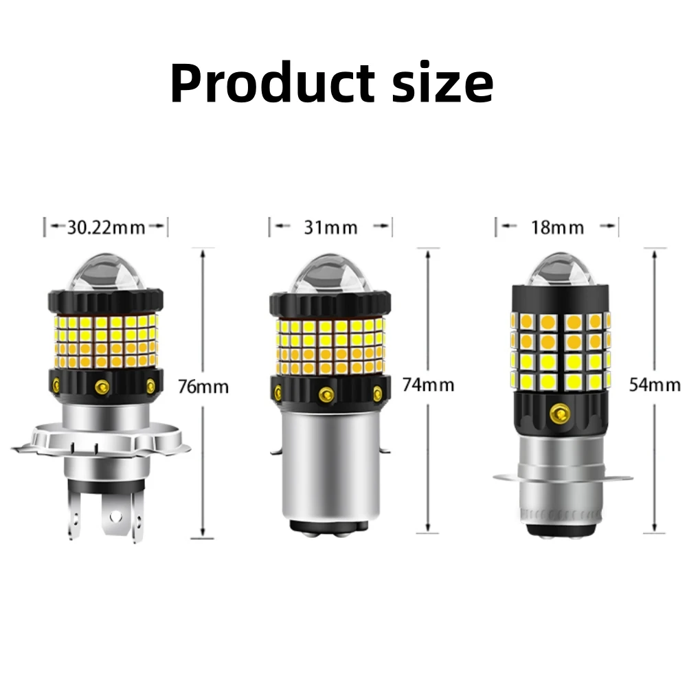 1PC 85LED Motorcycle Headlight Bulbs 1:1 H4 H6 P15D High Low Beam Yellow White Superbright Spotlight Scooter Moto Accessories