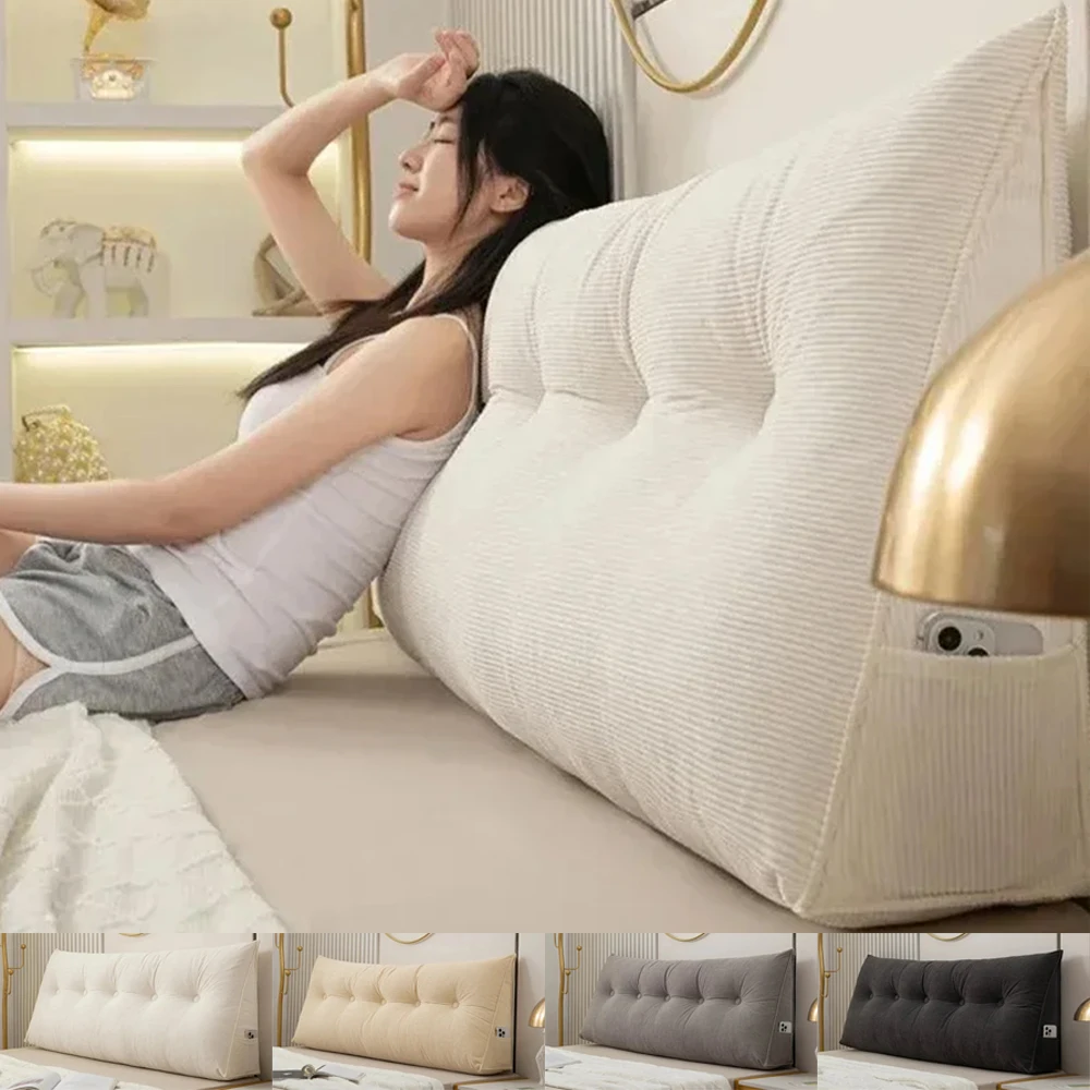 부드러운 헤드보드 쿠션 삼각형 필러 긴 베개, 독서 대형 등받이 지지대 웨지 침대, 데이베드 편안한 휴식 허리 베개 