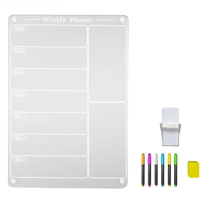 CHCH Clear Calendar For Fridge With Acrylic Dry Erase Menu Board Pen, Magnetic For Fridge Calendar Included