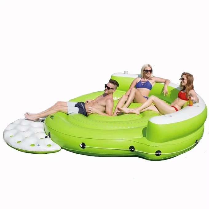 

Wholesale 2.75m 5 Person Water Party Floating Lounge with Cup Holders Towing Rope Buckle Inflatable Island Platform