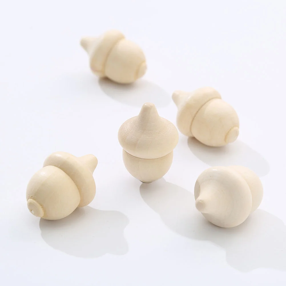 

30 Pcs Woody Acorn Kids DIY Toys Mini Miniature Painting Wooden For Decor Crafts