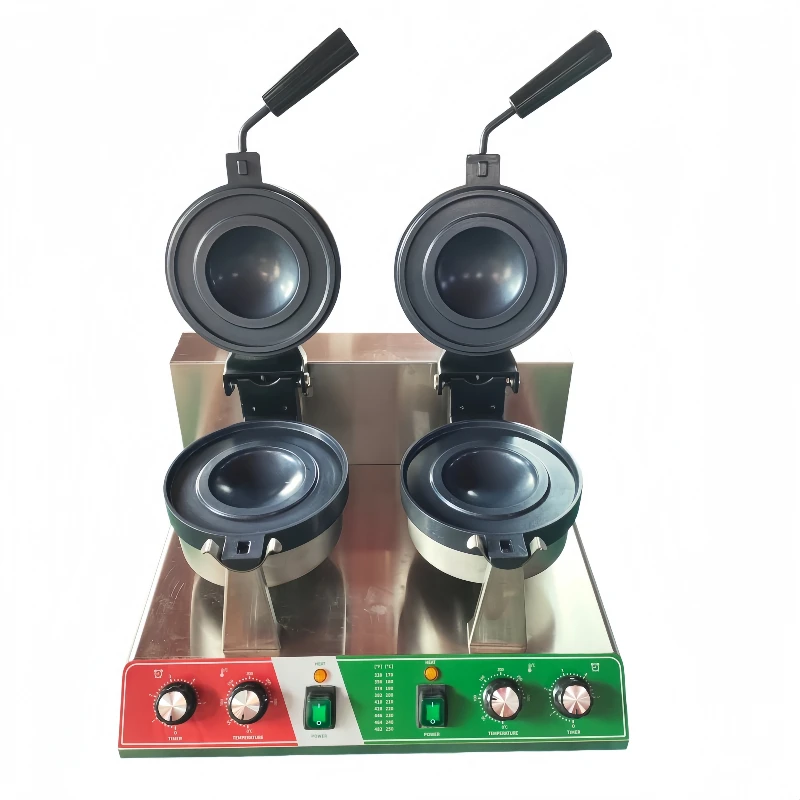 Commercial Household Use Double-head Rotating Belgian Waffle Maker with Non-Stick Plates and Adjustable Thermostat