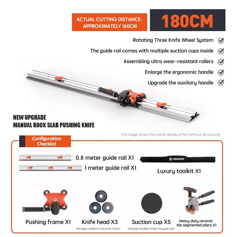 High Precision Manual Cutter 1800 MM Ceramic Push Knife For Large Format Tile Porcelain view 5