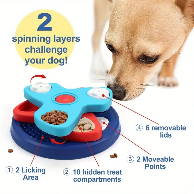 Interactive Slow Feeder Dog Bowl, Anti-Gulp Bloat Stop Pet Food Bowl,  Non-Slip Puzzle Feeder for Small to Medium Breeds