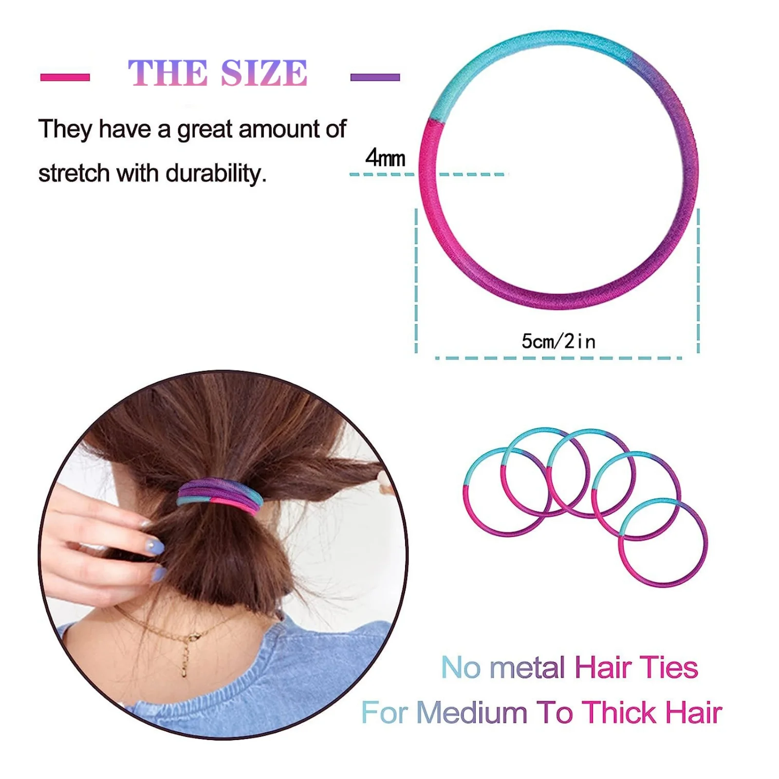 50PCS Hohe Elastizität Haar Bands Schwarz Nahtlose Gummibänder Verdickt Nylon Haar Seil Einfache Krawatte Haar Seil Grundlegende Haar seil – Detail 7