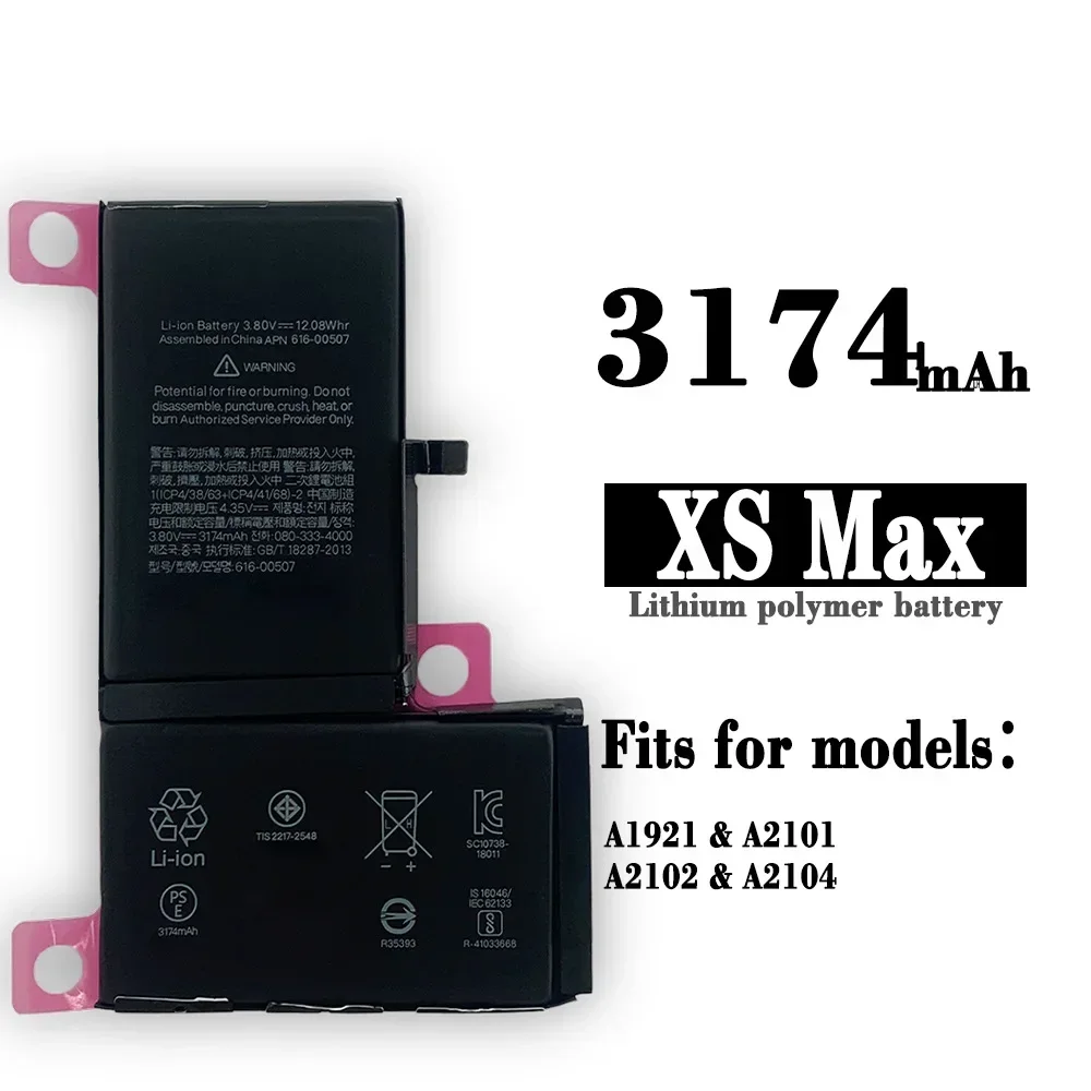 Latest Replacement Battery For IPhone XS Max XSM A1921 A2101 A2102 A2104 3174mAh Internal Lithium Batteries + Free Tools