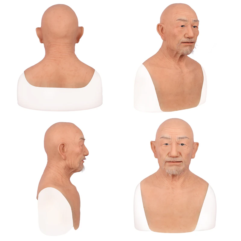 Silicone Old Man With Mustache Mask For Disguise Party Cosplay Masquerade For Crossdresser Cosplay Costume Party