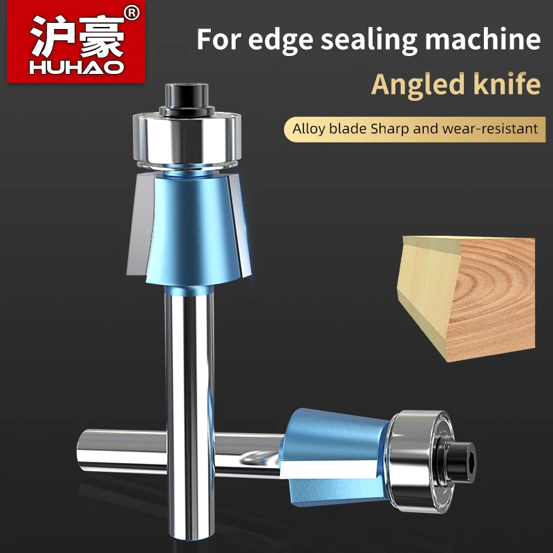 HUHAO Chamfer Router Bit Wood 1/4 Inch Shank Bevel Edge Forming Router Bit with Bearing Tungsten Steel Cutter Woodworking Tool