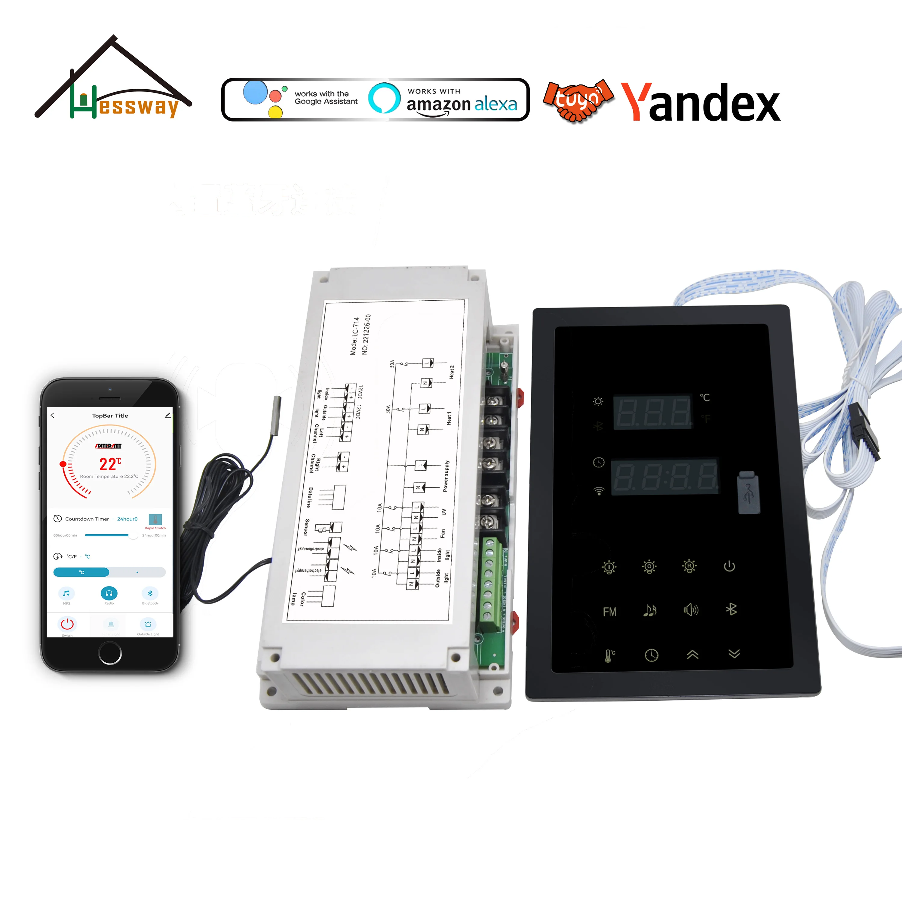 Imagem -03 - Multifunções Sauna Sala Painel de Controle 24h Contagem Regressiva Wifi para Calor Música Mp3bluetooth Luz Rgb Ventilador Eletroterapia Interruptor 12v