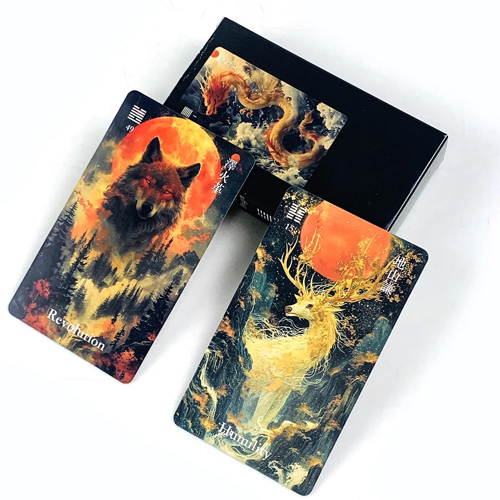 

New Oracle Deck A 64 Oracle Cards With Traditional Hexagrams & Mystical Animal Art, Perfect For Divination & Gift Giving