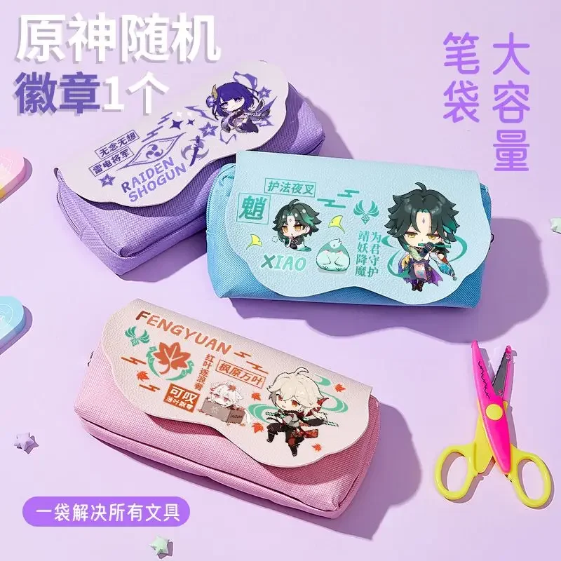 Game Game Impact Nahida Xiao Kazuha School Canvas Pencilcase for Boy Girl Large-capacity Pencil Cases Stationery Cosmetic Bag