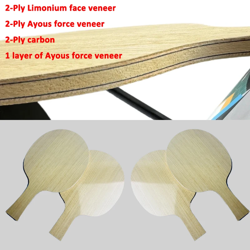 

Table Tennis Blade with Limonium-Spruce-Ayous Layers 2-Ply Carbon Ping Pong Paddle Wood Carbon Composite Table Tennis Racket