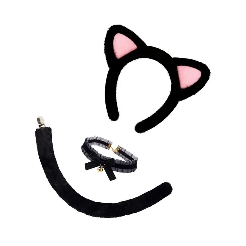 652F bandeaux oreilles chats, jupe Tutu pour Halloween, Costume Cosplay, décors fête