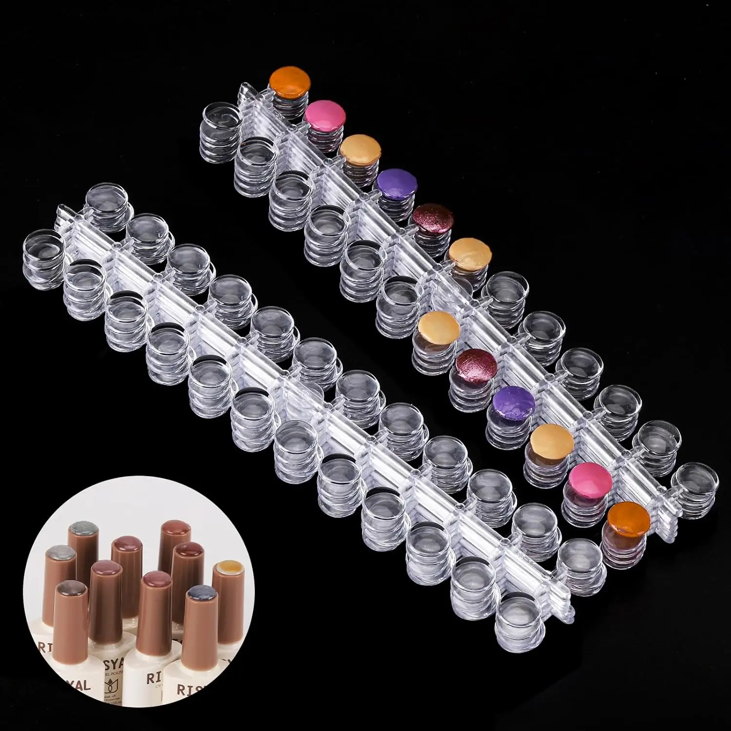 

240 Clear Nail Polish Swatch Dots with Stickers for Color Display & Practice