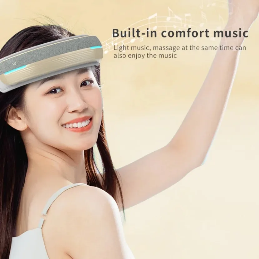 Electric Head Massager Vibration Heating Compress Air Pressure Massage With New Bluetooth Music Massager Smart Folding