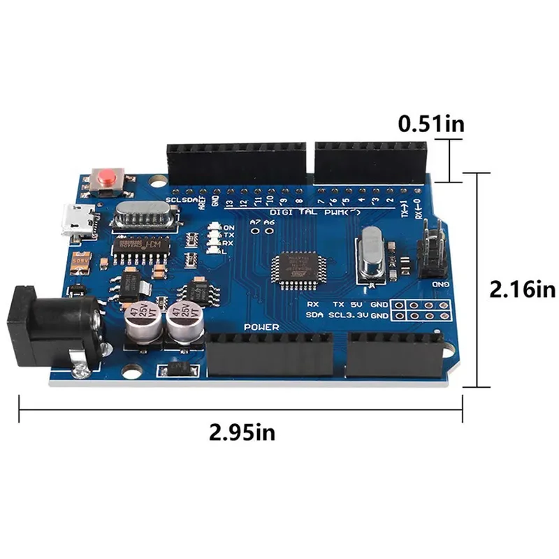 AOZILIN for UNO R3 ATmega328P Microcontroller Development Board with Micro USB Port for Arduino Programming Education