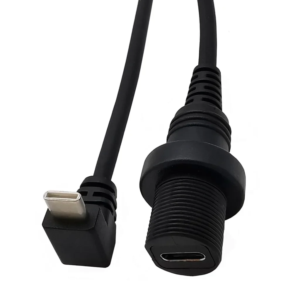Угол 90 градусов USB3.1 Type-c между мужчинами и женщинами AUX для крепления на панели заподлицо Водонепроницаемый кабель для автомобиля, грузовика, лодки, мотоцикла, приборной панели 30 см