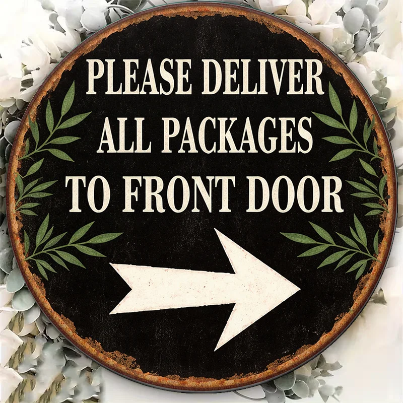 2D Flat - 1pc 8 X 8In/20 X 20Cm 2D Flat Circular Iron Sign, Vintage Iron Plaque with 