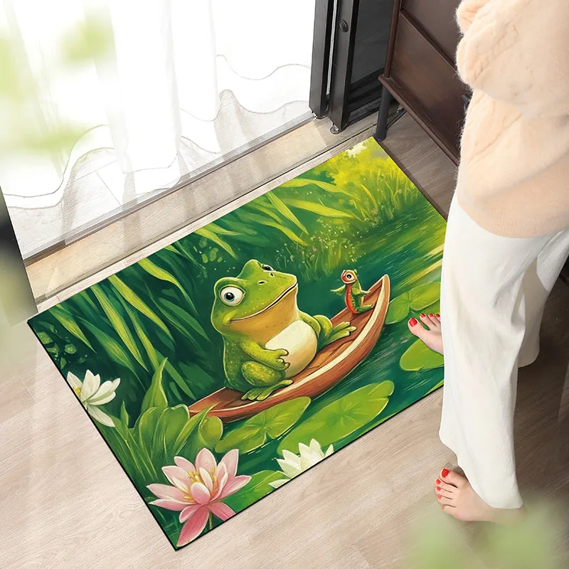 

Bedroom waterproof and stain-resistant carpet , bathroom non-slip absorbent carpet, cartoon frog pattern carpet can be washed.