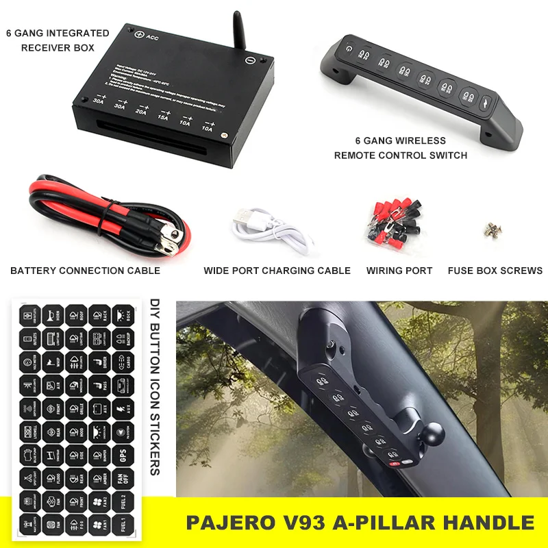 Pajero V93 V97 Off-Road Vehicle Headlamp Handle 6 gang Wireless Remote Control Integrated Switch Modification Switch Controller