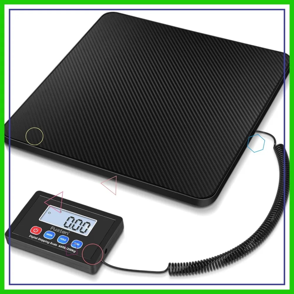 

High Accuracy Digital Shipping Scale, 440LB Capacity with Hold/Tare Function, Battery & AC Adapter Included