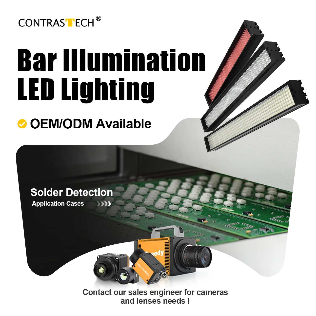 Flash Bar Illumination HL Machine Vision Industrial Lighting White LED 24V Waterproof Workshop Automation For PCB Inspection