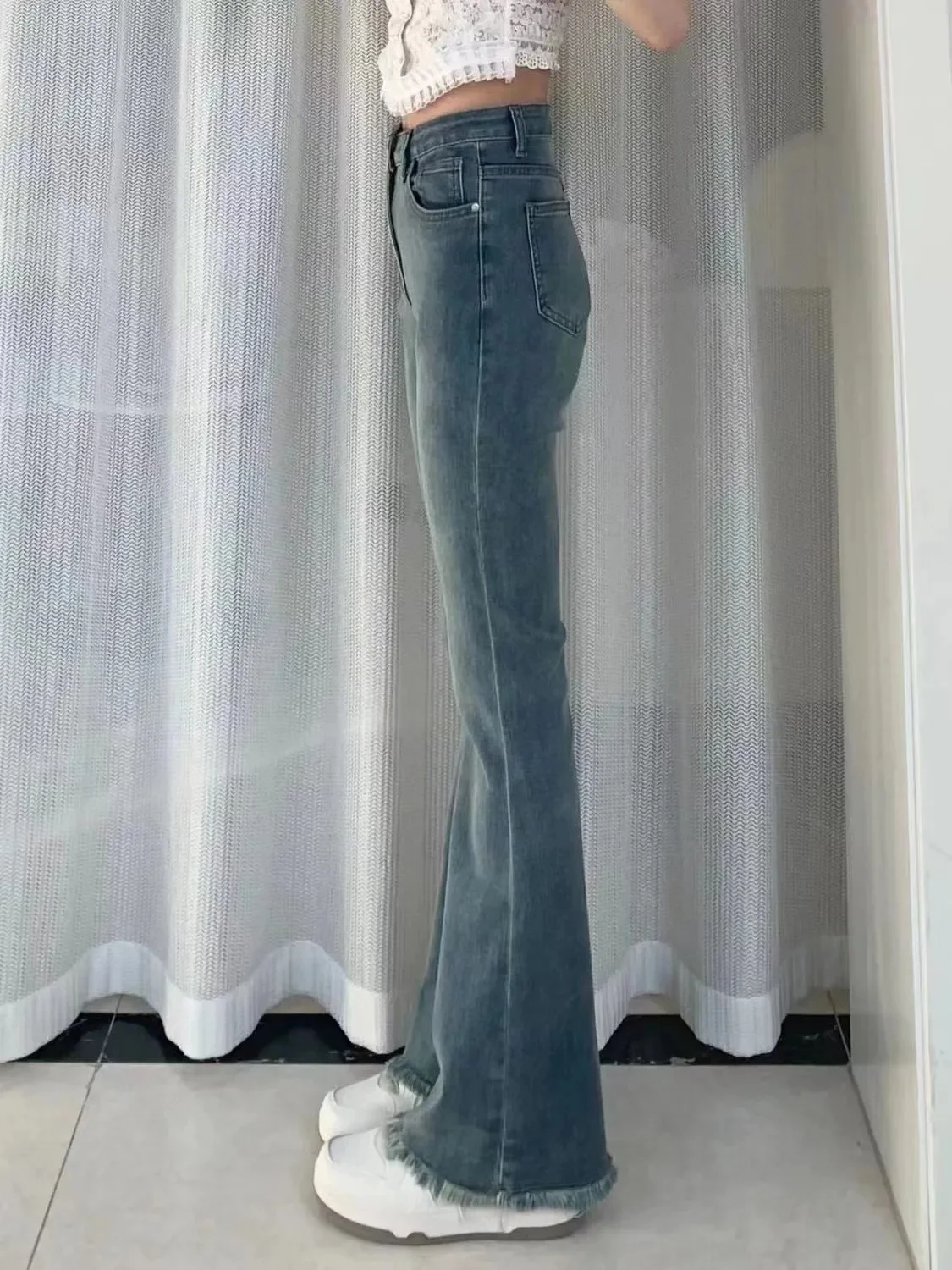 

Jean Women'S Trousers Jeans Youthful Woman Clothes Tie Dye Bleached Irregular Design Gradient Multi Color Female Denim Fashion