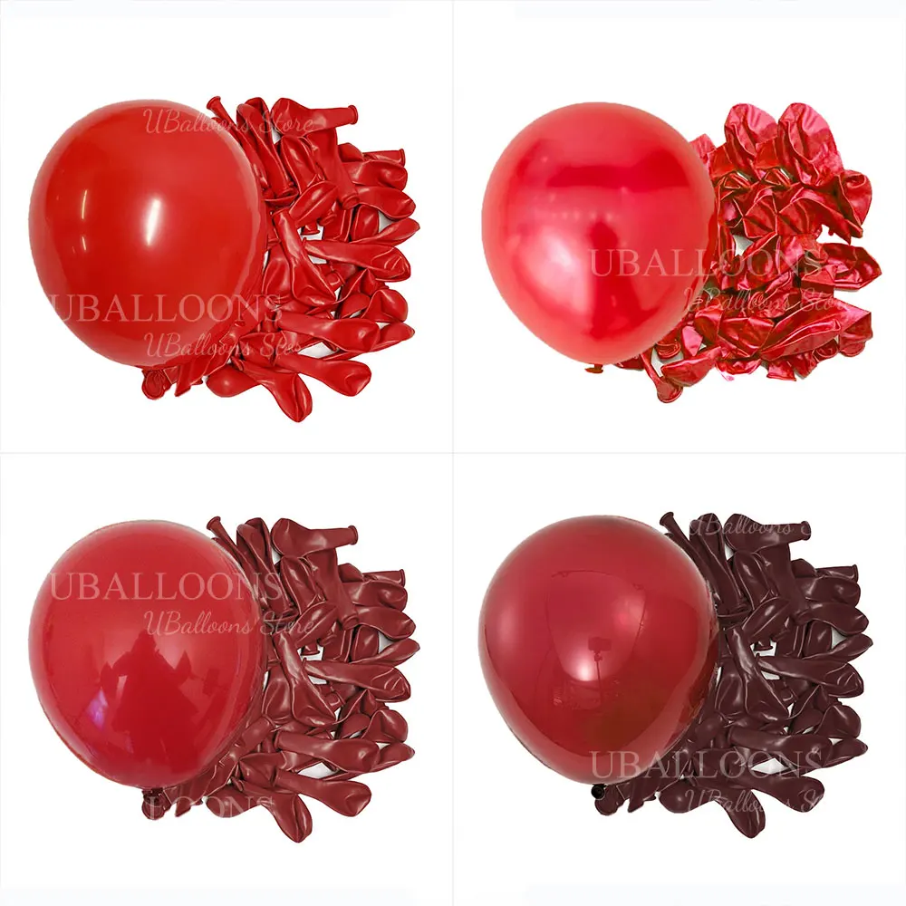 10/30/50Pcs Red Balloons Dark Wine Red Garnet Burgundy Latex Balloons for Birthday Christmas Engagement Wedding Party Decoration