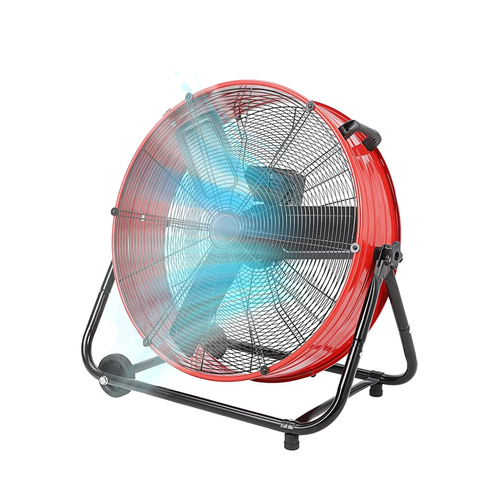 

24 Inch Industrial Drum Fan High Velocity Floor Fan, 3 Speed Metal Air Circulator Fan, 360° Tilt with Casters Handle for Patios