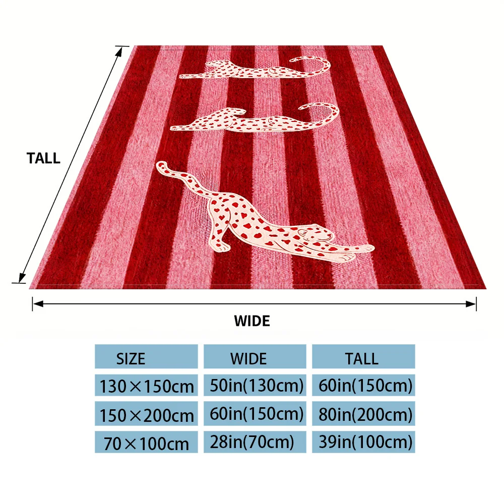 Red Stripe Heart Leopard Flannel Luxury Blanket, Lightweight And Comfortable Woolen Blanket, Ultra-Fine Fiber