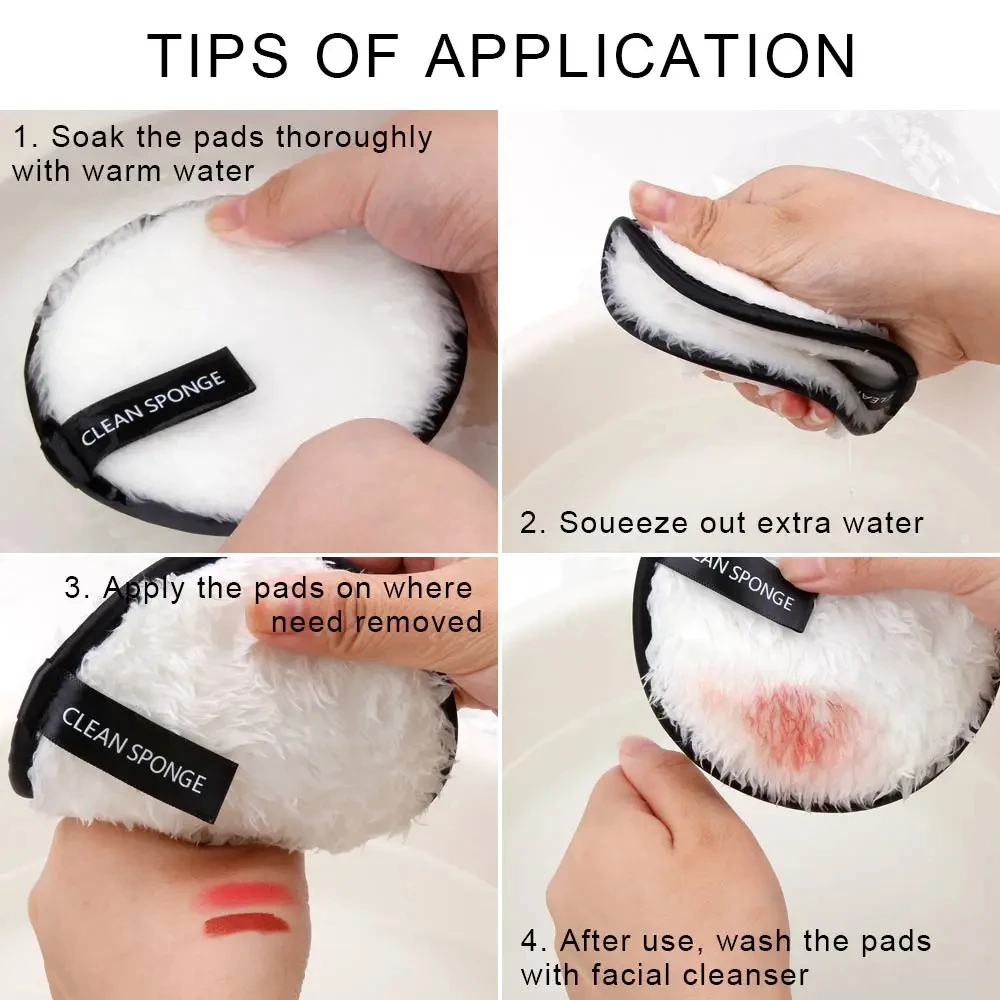 1/3pc Makeup Remover Microfiber Cotton Pad Cosmetics Washable Makeup Towel Cleaning Sponge Skin Care Tool