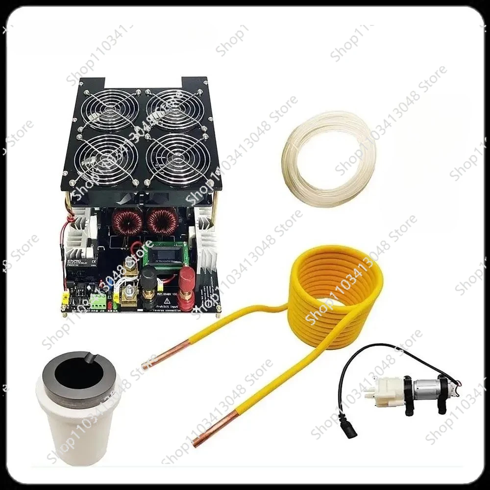 New 5000W ZVS Induction Heater Induction Heating PCB Board Heating Machine Melted Metal + Coil+Pump