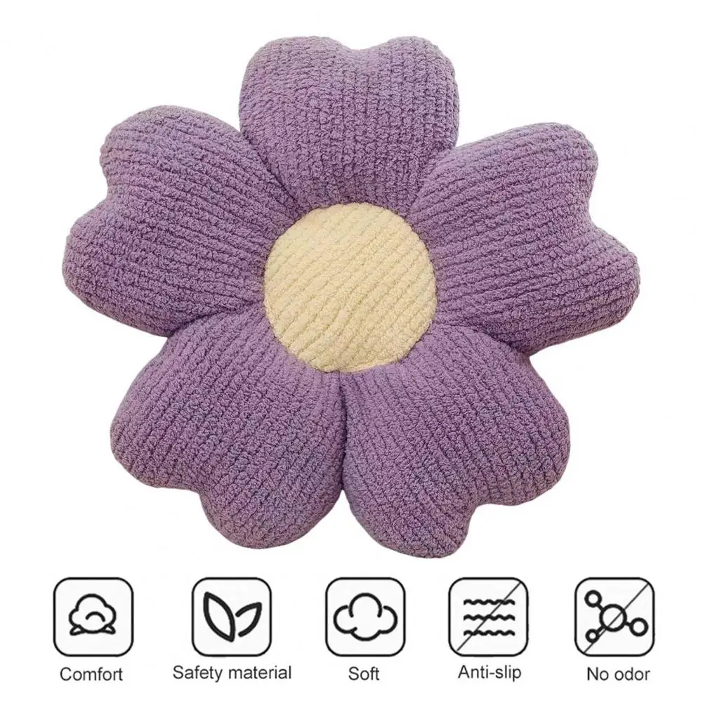 Pp Cotton Filled Pillow Colorful Flower Shape Plush Throw Pillow for Sofa Bed Car Seat Soft Decorative Cushion for Office Nap