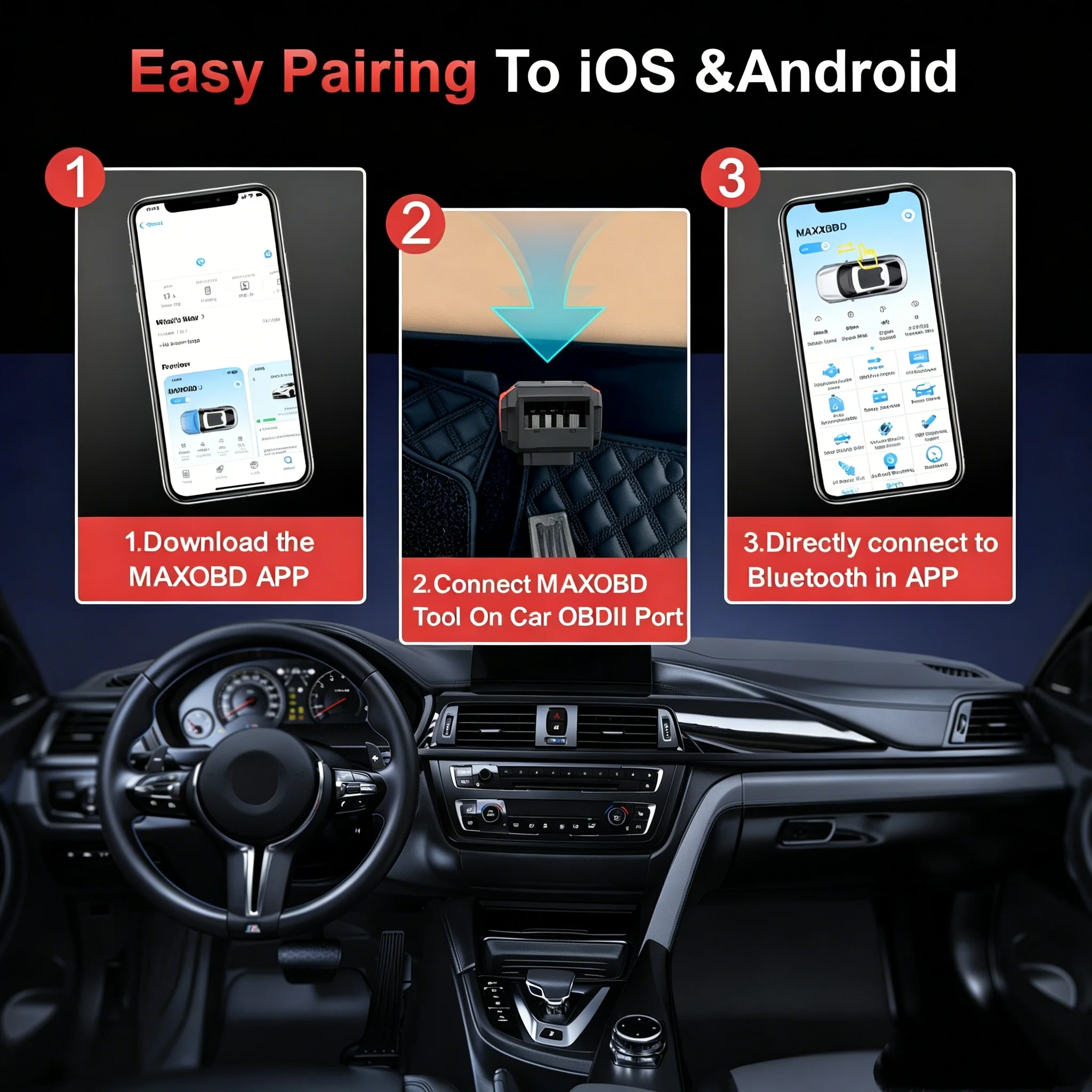 2026 KONNWEI KW906 Bluetooth 5.2 OBD2 Scanner ELM327 V1.5 Car Diagnostic Code Reader for iOS Android