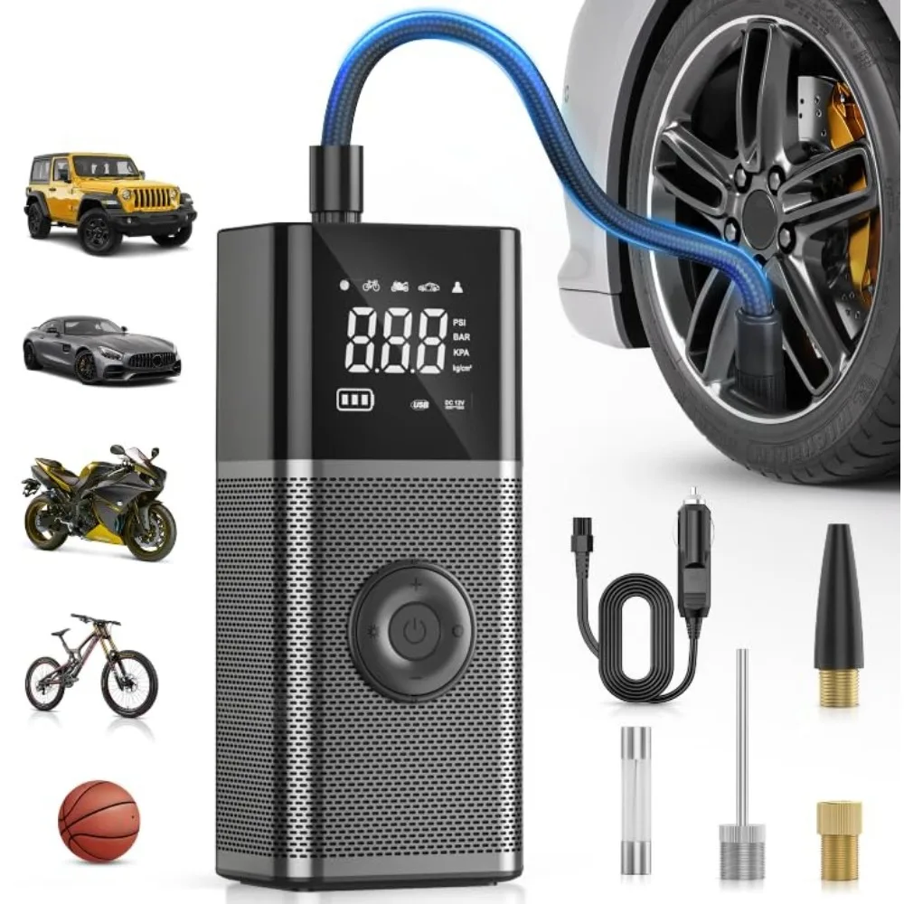 

CARSUN Portable Inflator Compressor Pump With LED Lamp For Car Motorcycle Bicycle Tyre Balls Wireless Electric Car Air Tire Pump