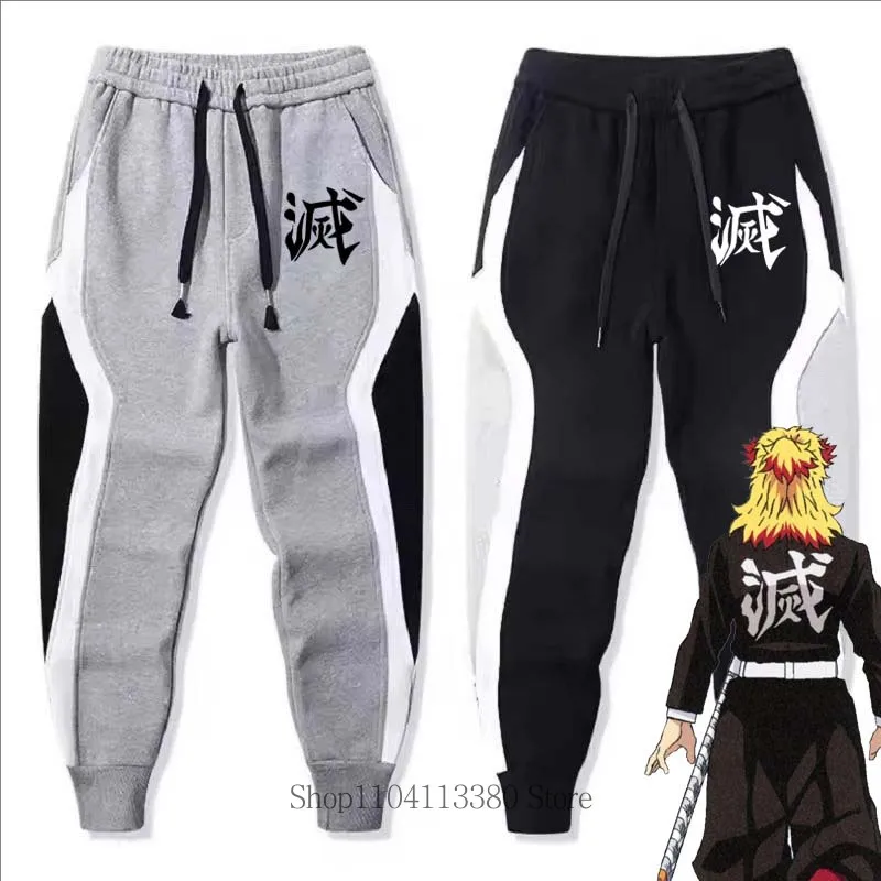 

Мужские лоскутные брюки в стиле Харадзюку с принтом аниме, осень-зима, мужские спортивные штаны на открытом воздухе, фитнес, бег, бег, тренировочные флисовые спортивные штаны