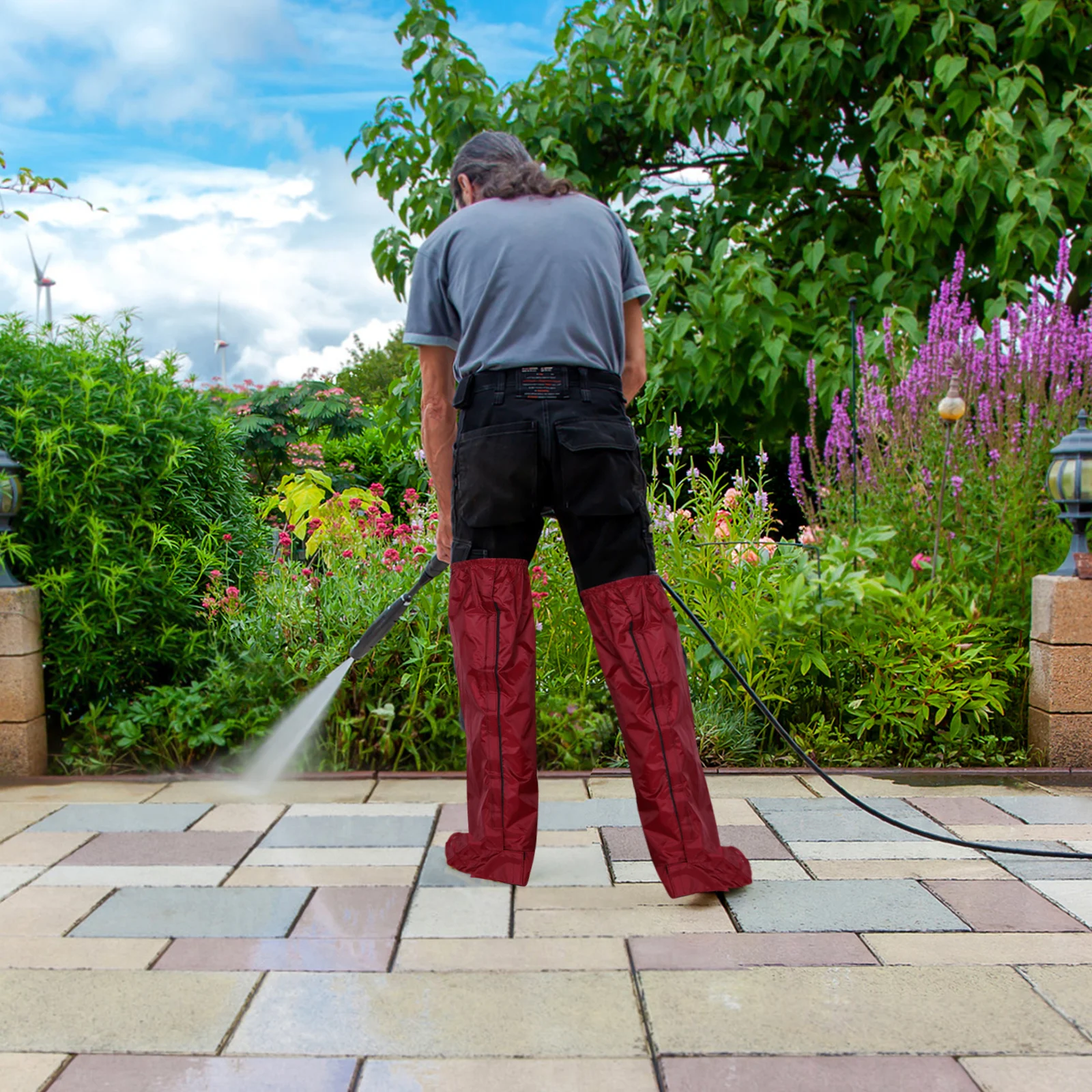 

1Pair Waterproof Boot Covers Reusable Windproof Motorcycle Rain Gear Hiking Pants Outdoor Foot Cover for Men Women