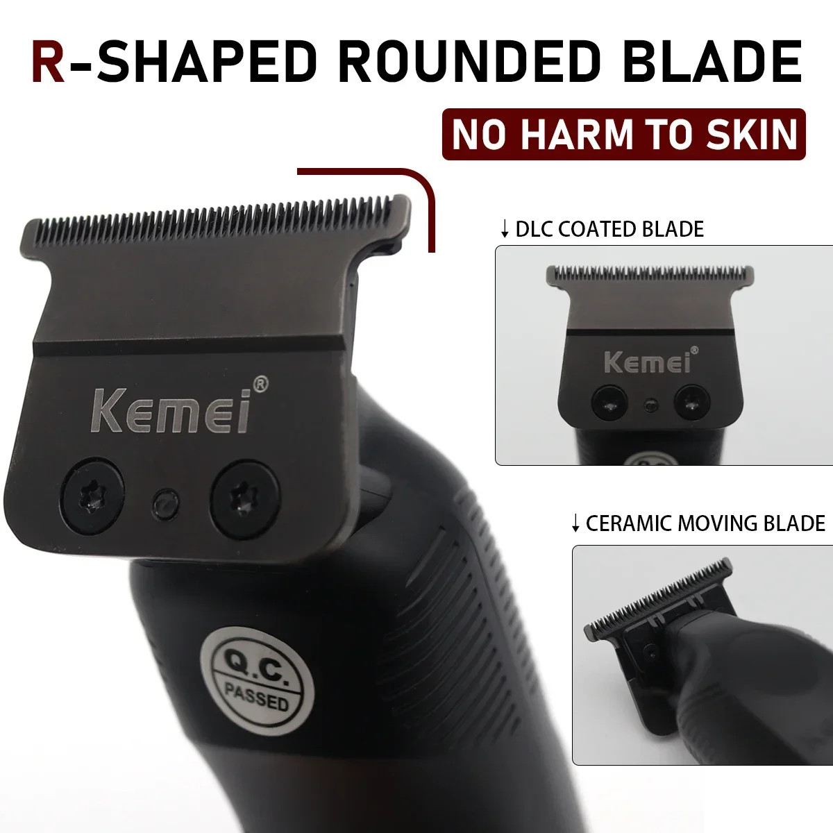 Kemei 2284 Zero Gapped Cordless Hair Trimmer Barber Professional Mens Hair Clippers Finish Haircut Machine Rechargeable Grooming