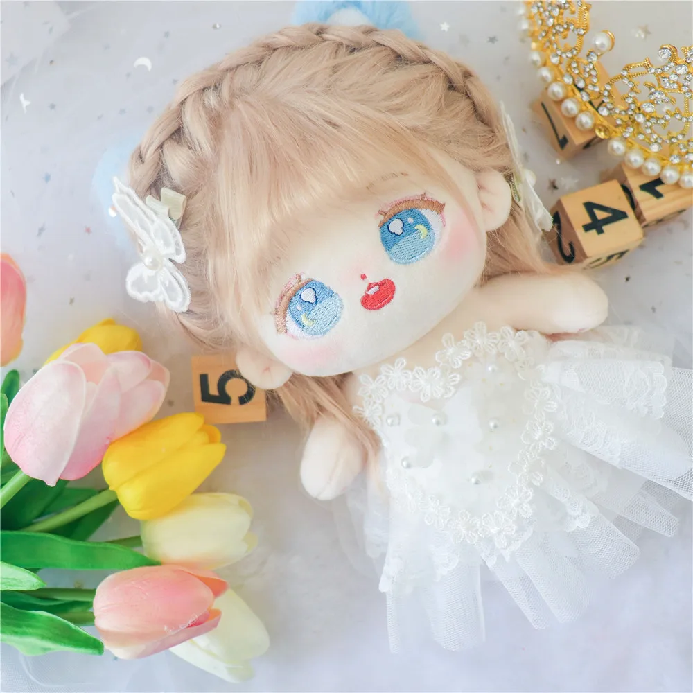 Original Kpop Ni Ke Cat Wig Gril 20cm Plush Doll Body Toys Body Birthday Cute Gift TGCF C